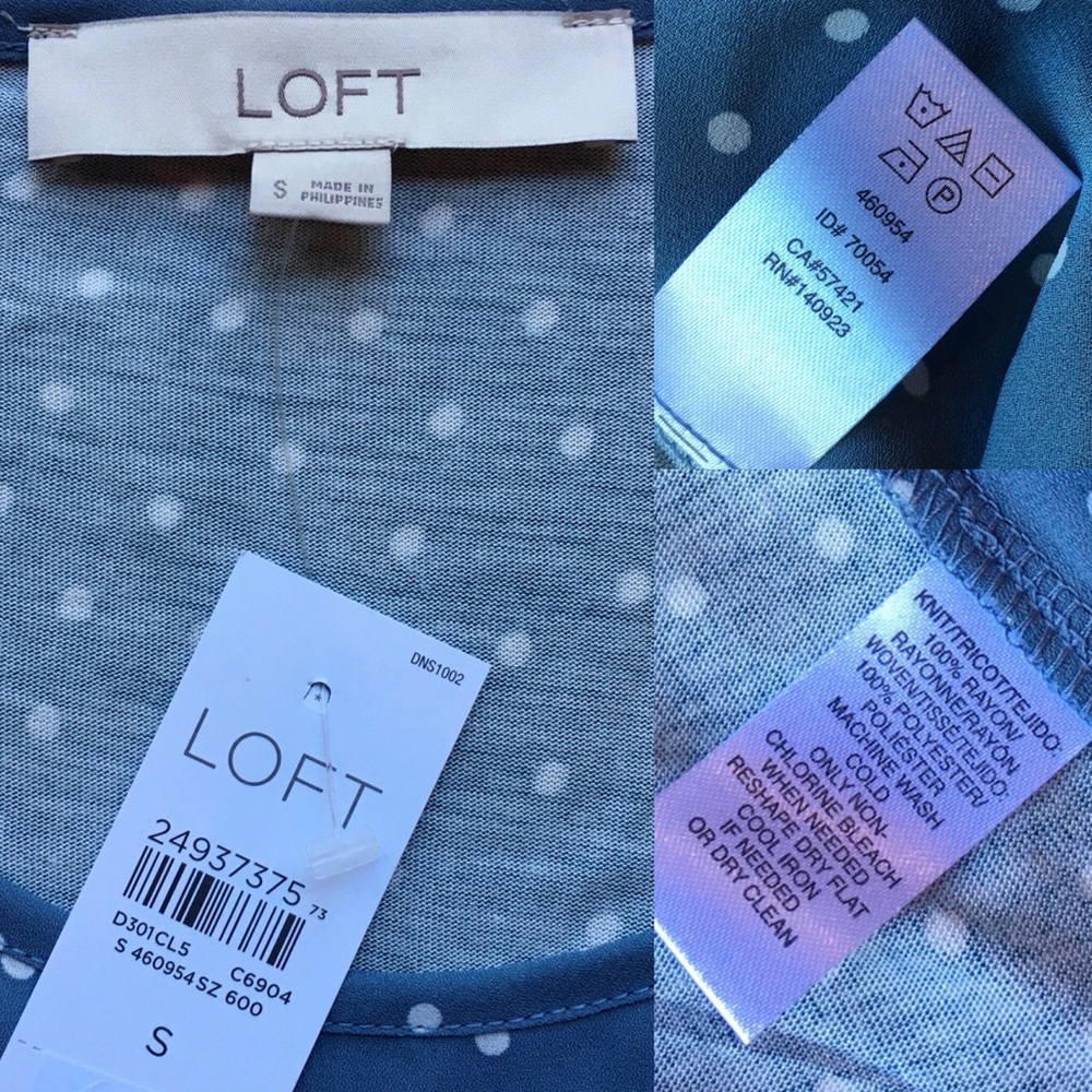 LOFT | Polkadot Crop-Sleeve Top | S - Picture 8 of 8